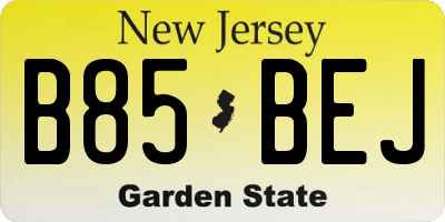 NJ license plate B85BEJ