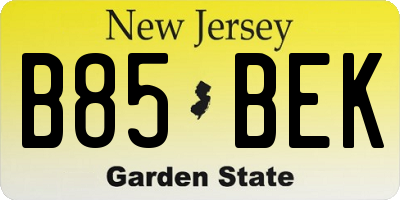 NJ license plate B85BEK