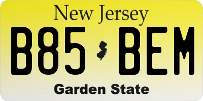 NJ license plate B85BEM