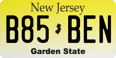 NJ license plate B85BEN