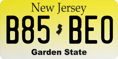 NJ license plate B85BEO