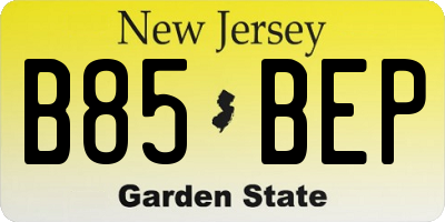 NJ license plate B85BEP