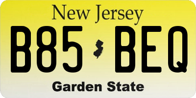 NJ license plate B85BEQ