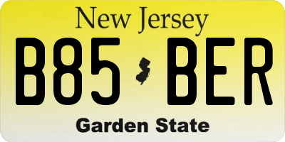 NJ license plate B85BER