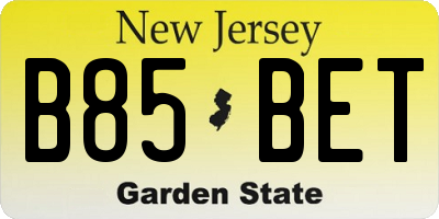 NJ license plate B85BET