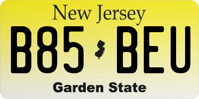 NJ license plate B85BEU