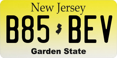 NJ license plate B85BEV