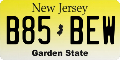 NJ license plate B85BEW