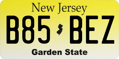 NJ license plate B85BEZ