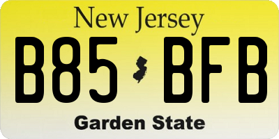 NJ license plate B85BFB