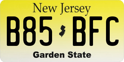 NJ license plate B85BFC
