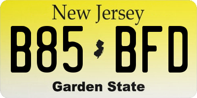 NJ license plate B85BFD