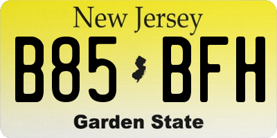 NJ license plate B85BFH