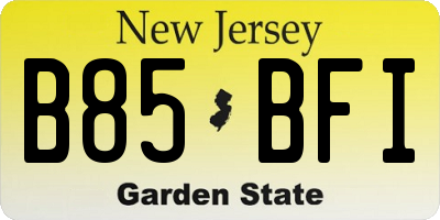 NJ license plate B85BFI