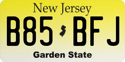 NJ license plate B85BFJ