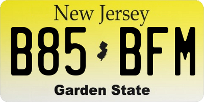 NJ license plate B85BFM