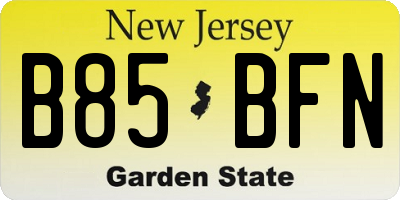 NJ license plate B85BFN