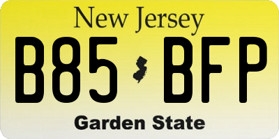NJ license plate B85BFP