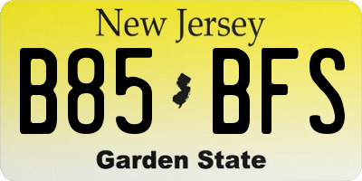 NJ license plate B85BFS