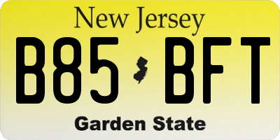 NJ license plate B85BFT