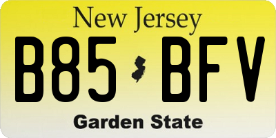 NJ license plate B85BFV