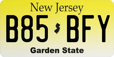 NJ license plate B85BFY