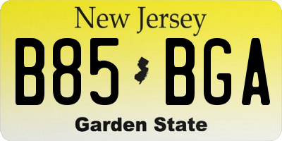 NJ license plate B85BGA