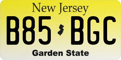NJ license plate B85BGC