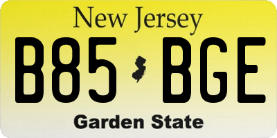 NJ license plate B85BGE