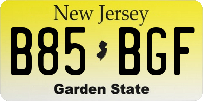 NJ license plate B85BGF