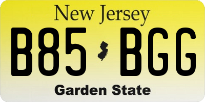 NJ license plate B85BGG
