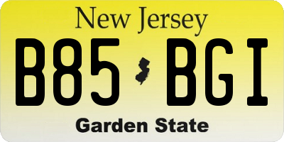 NJ license plate B85BGI