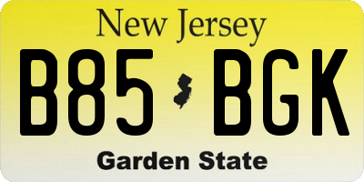 NJ license plate B85BGK