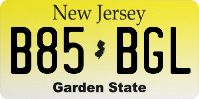 NJ license plate B85BGL