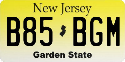 NJ license plate B85BGM