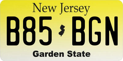 NJ license plate B85BGN
