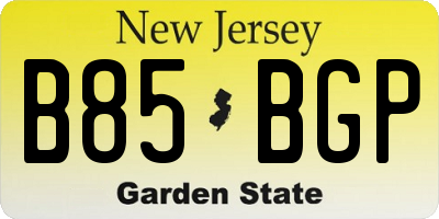 NJ license plate B85BGP