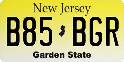 NJ license plate B85BGR