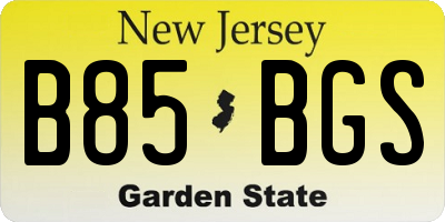 NJ license plate B85BGS