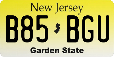 NJ license plate B85BGU