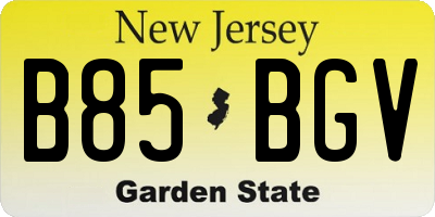 NJ license plate B85BGV