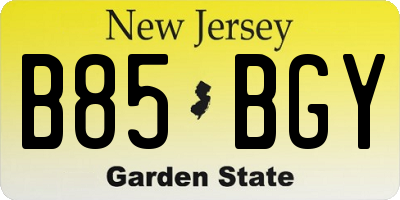 NJ license plate B85BGY
