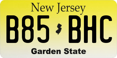 NJ license plate B85BHC