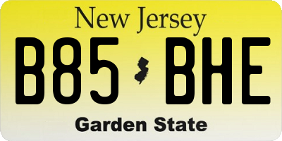 NJ license plate B85BHE