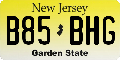 NJ license plate B85BHG