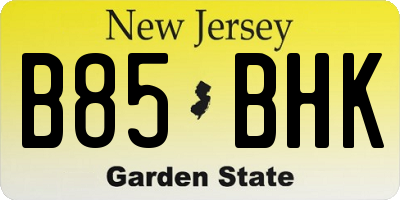 NJ license plate B85BHK