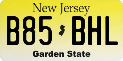 NJ license plate B85BHL