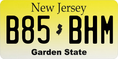 NJ license plate B85BHM
