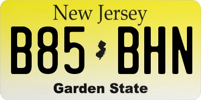 NJ license plate B85BHN