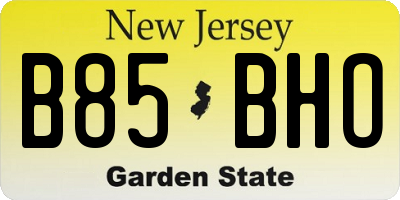 NJ license plate B85BHO
